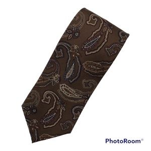 Oscar de la Renta Vintage 100% Silk Brown Paisley Tie